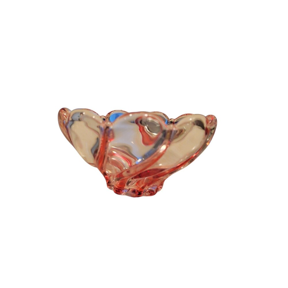 Mikasa Peppermint Red Swirl Glass Trinket or Candy Dish